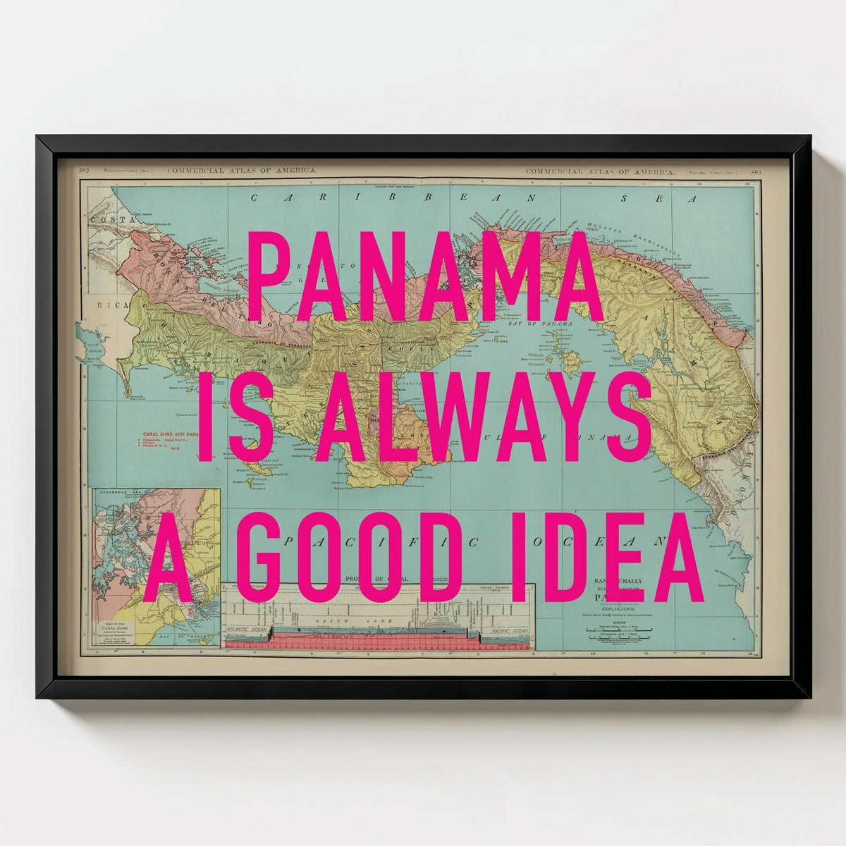 Panama Retro Pop Art Map Print (landscape) - Magic Posters