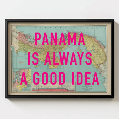 Panama Retro Pop Art Map Print (landscape) - Magic Posters