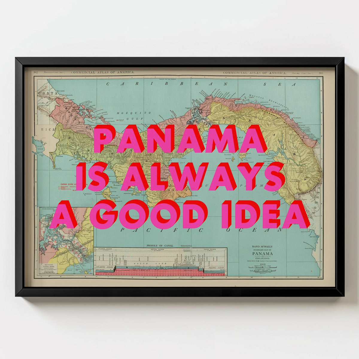 Panama Retro Pop Art Map Print (landscape) - Magic Posters