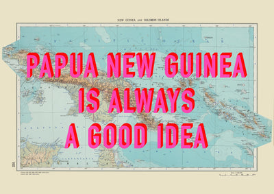 Papua New Guinea Retro Pop Art Map Print (landscape)
