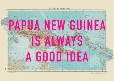 Papua New Guinea Retro Pop Art Map Print (landscape)