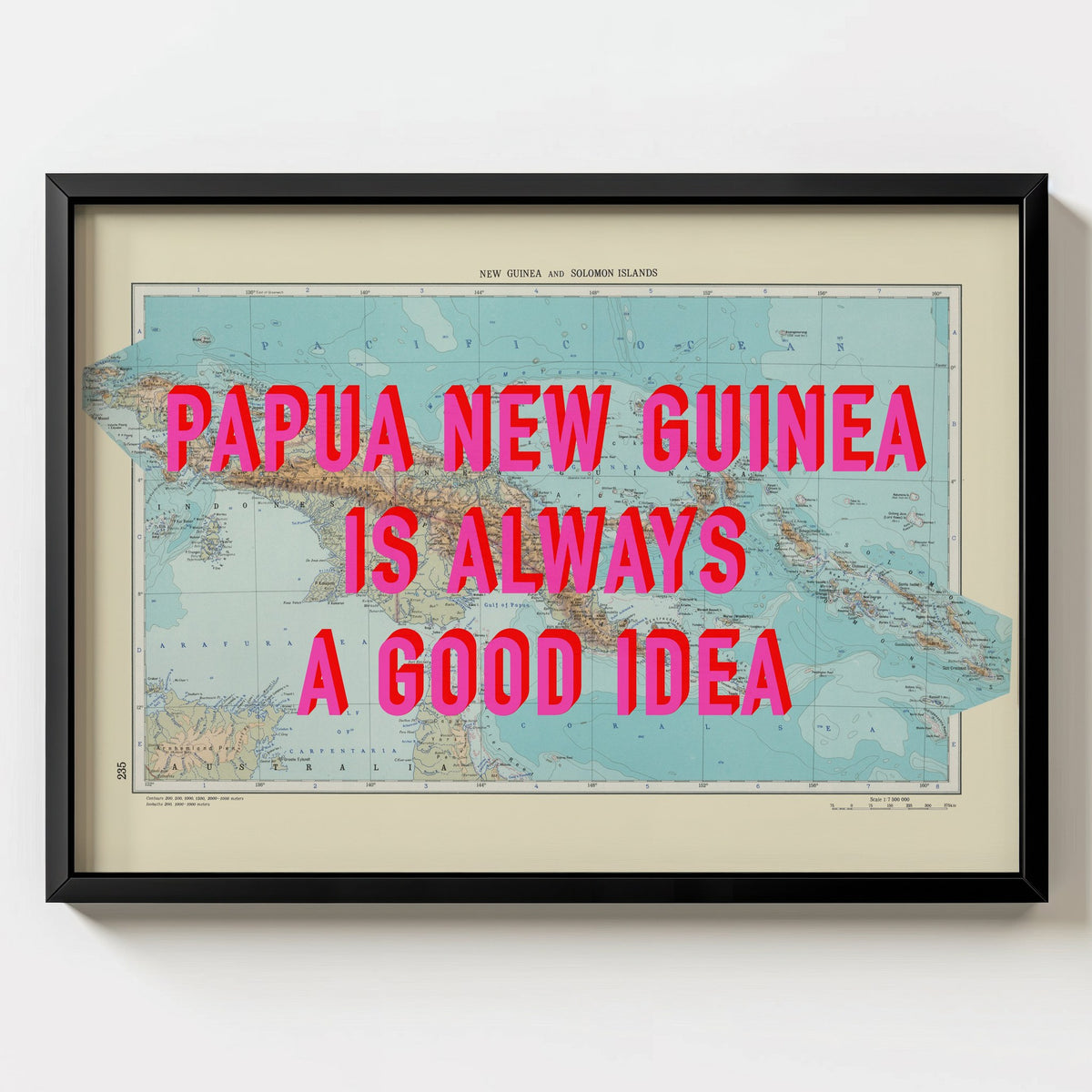 Papua New Guinea Retro Pop Art Map Print (landscape) - Magic Posters