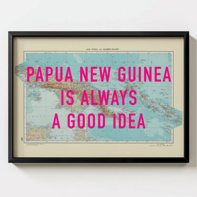 Papua New Guinea Retro Pop Art Map Print (landscape) - Magic Posters