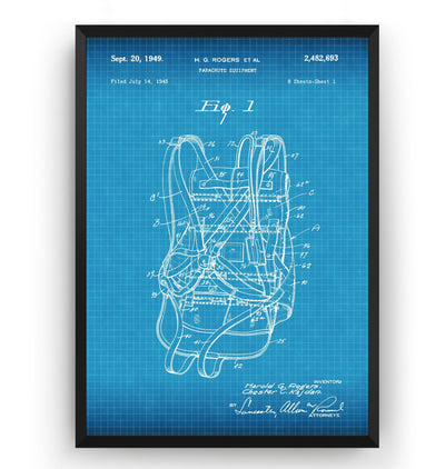 Parachute Equipment 1949 Patent Print - Magic Posters