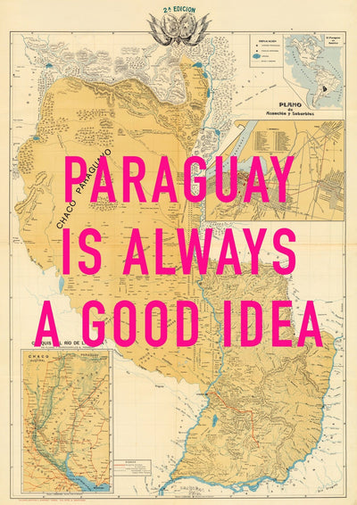 Paraguay Retro Pop Art Map Print (portrait)