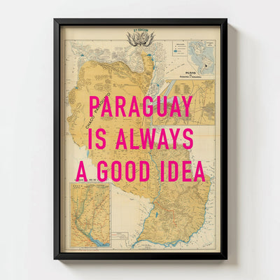 Paraguay Retro Pop Art Map Print (portrait) - Magic Posters