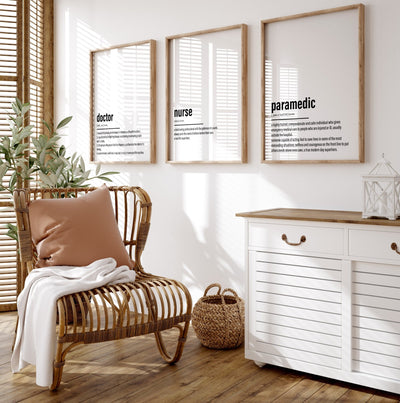Paramedic, Nurse, Doctor Set Of 3 Definition Prints - Magic Posters