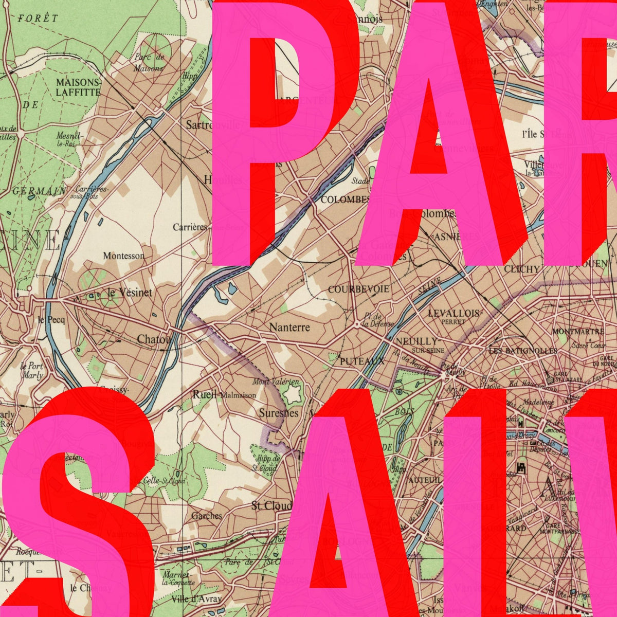 Paris Retro Pop Art Map Print