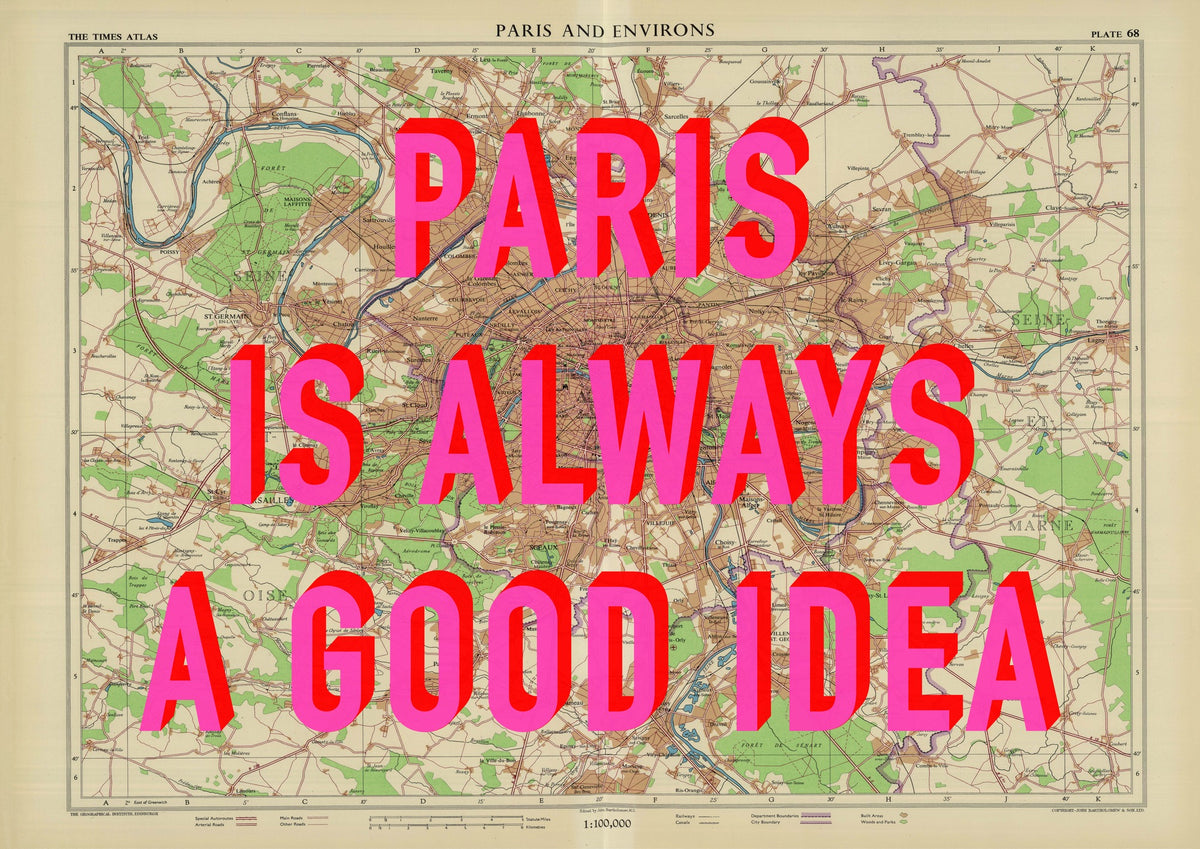 Paris Retro Pop Art Map Print