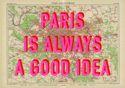 Paris Retro Pop Art Map Print