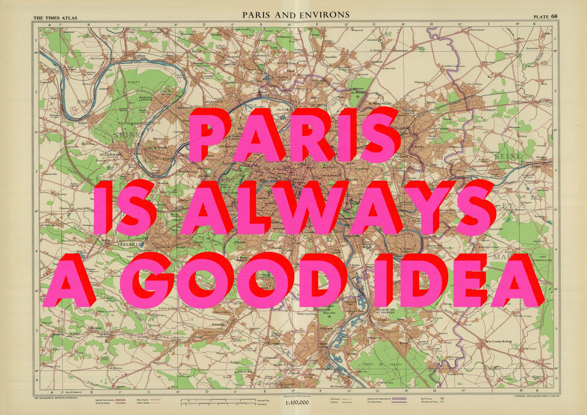 Paris Retro Pop Art Map Print