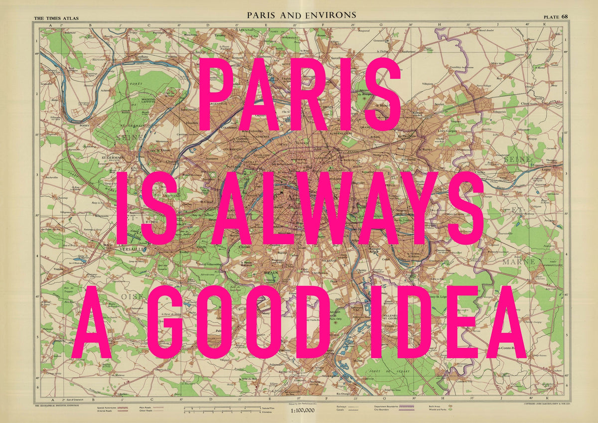 Paris Retro Pop Art Map Print