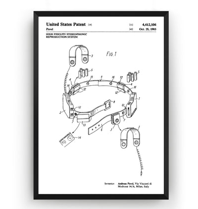Pavel Stereobelt 1983 Patent Print - Magic Posters