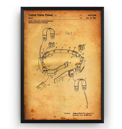 Pavel Stereobelt 1983 Patent Print - Magic Posters
