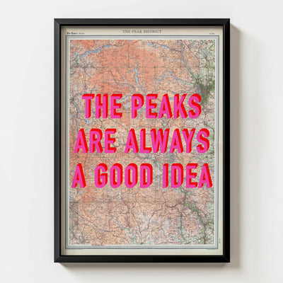Peak District Retro Pop Art Map Print (portrait) - Magic Posters