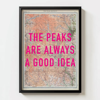 Peak District Retro Pop Art Map Print (portrait) - Magic Posters