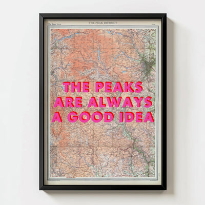 Peak District Retro Pop Art Map Print (portrait) - Magic Posters