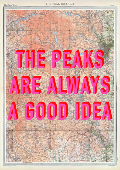 Peak District Retro Pop Art Map Print (portrait)