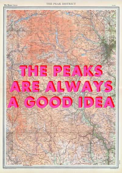 Peak District Retro Pop Art Map Print (portrait)