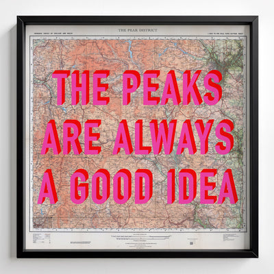 Peak District Retro Pop Art Map Print (square) - Magic Posters