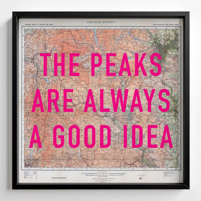 Peak District Retro Pop Art Map Print (square) - Magic Posters
