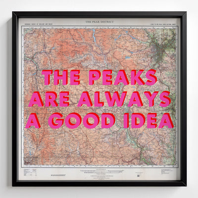 Peak District Retro Pop Art Map Print (square) - Magic Posters