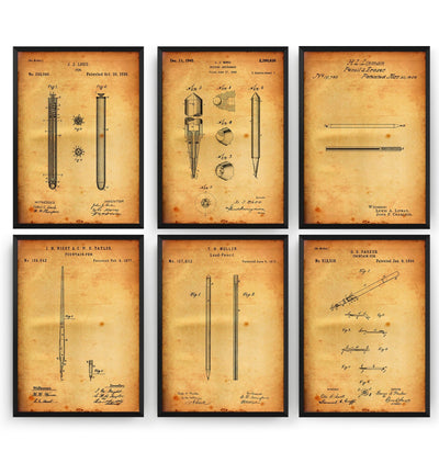 Pen And Pencil Set Of 6 Patent Prints - Magic Posters