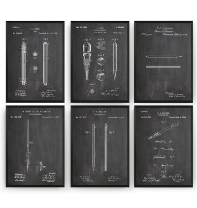 Pen And Pencil Set Of 6 Patent Prints - Magic Posters