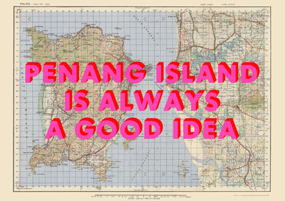 Penang Island Retro Pop Art Map Print (landscape) - Magic Posters