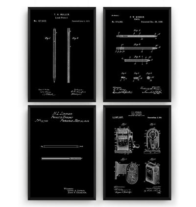 Pencil Set Of 4 Patent Prints - Magic Posters