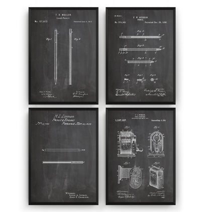 Pencil Set Of 4 Patent Prints - Magic Posters