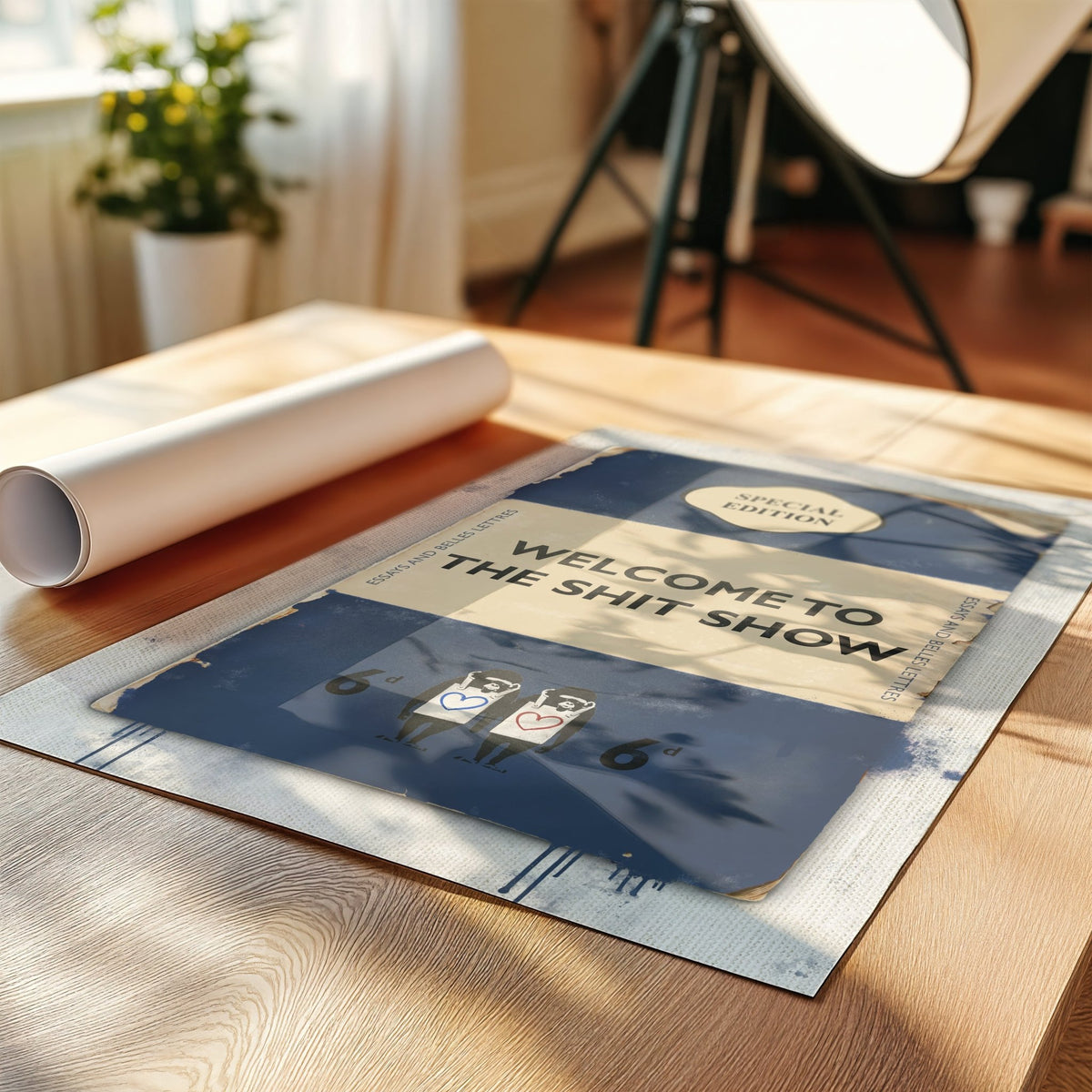 Personalised Book Cover Art Print (Navy Blue) - Magic Posters