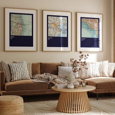 Personalised City Map Set Of 3 Prints - Magic Posters