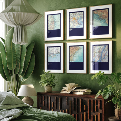 Personalised City Map Set Of 6 Prints - Magic Posters