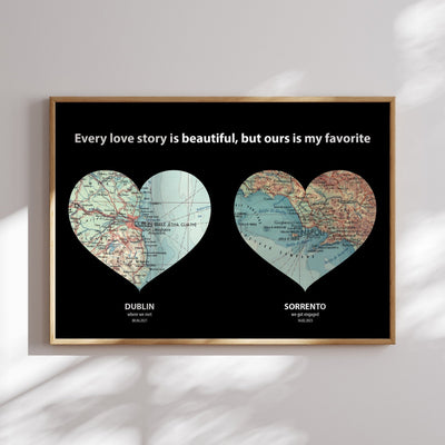 Personalised Heart Map Print - Magic Posters