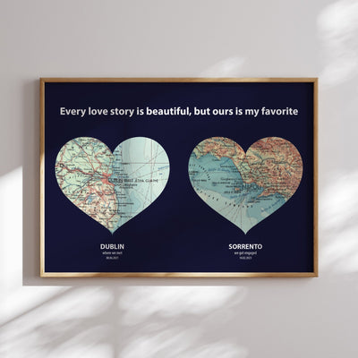 Personalised Heart Map Print - Magic Posters