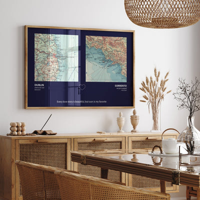 Personalised Map Print, Custom Couples Gift - Magic Posters