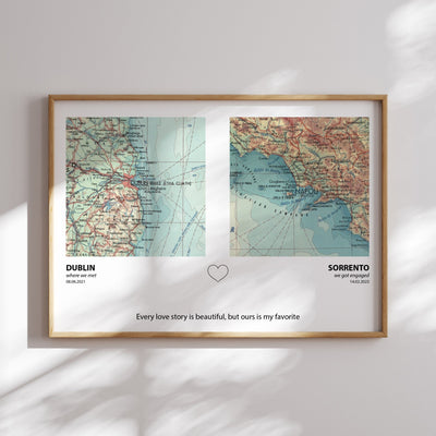 Personalised Map Print, Custom Couples Gift - Magic Posters
