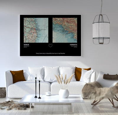 Personalised Map Print, Custom Couples Gift - Magic Posters
