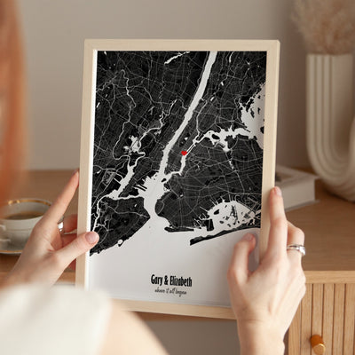 Personalised Mono City Map Print - Magic Posters