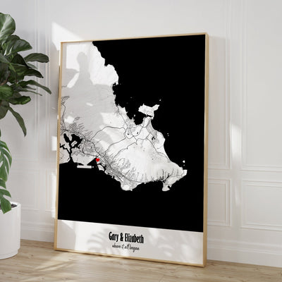 Personalised Mono City Map Print - Magic Posters