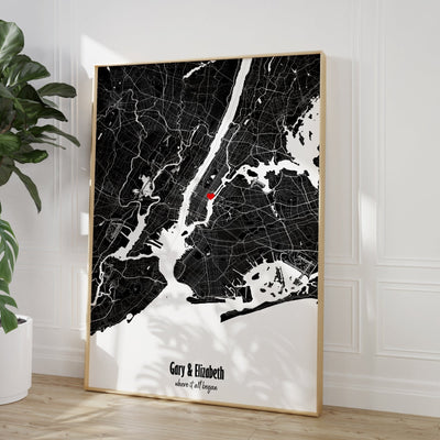 Personalised Mono City Map Print - Magic Posters
