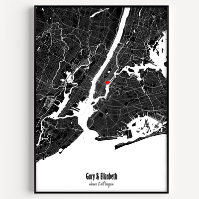 Personalised Mono City Map Print - Magic Posters