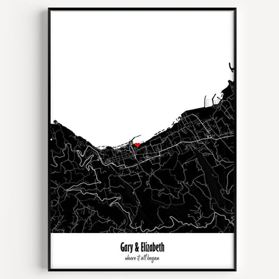 Personalised Mono City Map Print - Magic Posters