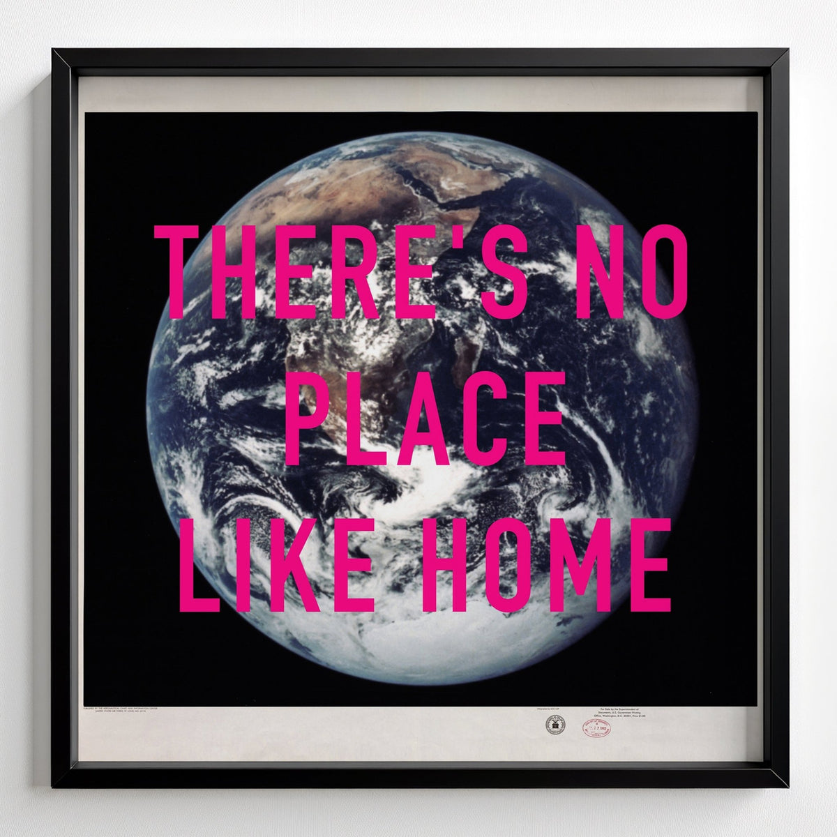 Personalised Retro Pop Art Planet Earth Print - black frame mockup - Magic Posters
