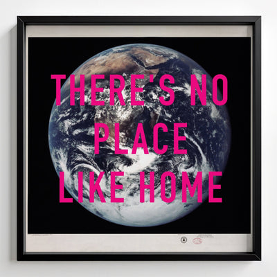 Personalised Retro Pop Art Planet Earth Print - black frame mockup - Magic Posters