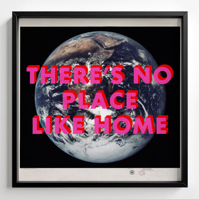 Personalised Retro Pop Art Planet Earth Print - black frame mockup - Magic Posters