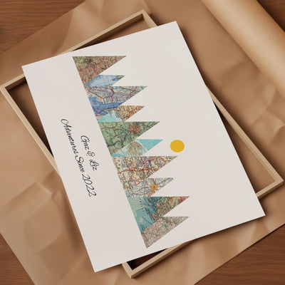 Personalised Travel Map Mountain Print - Magic Posters