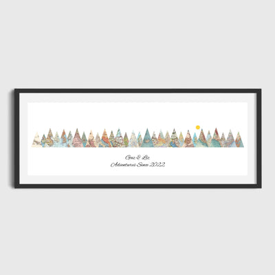 Personalised Travel Map Mountain Print - Magic Posters