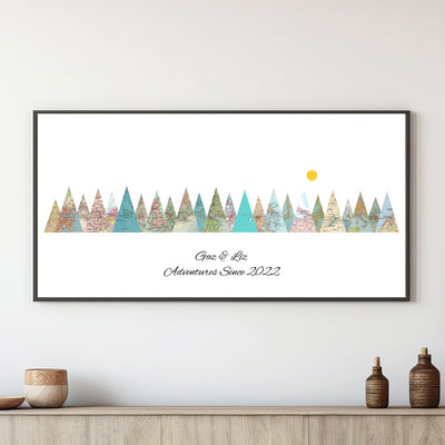 Personalised Travel Map Mountain Print - Magic Posters
